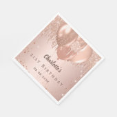 Birthday party rose gold glitter balloons luncheon serviette (Ecke)