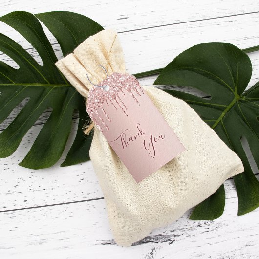 Birthday Party Rose Gold Glitzer Tropfen vielen Da Geschenkanhänger