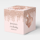 Birthday Party Rose Gold Rose Glitzer Ballons Geschenkschachtel (Vorderseite)