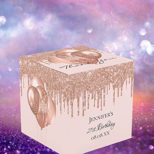 Birthday Party Rose Gold Rose Glitzer Ballons Geschenkschachtel