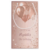 Birthday Party Rose Gold Rose Glitzer Ballons Kleine Geschenktüte (Rückseite)