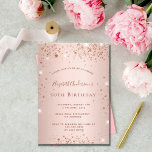 Birthday Party Rose Goldblüte Glitzer Funkeln Einladung<br><div class="desc">Eine moderne,  stilvolle und glamouröse Einladung für die 50. (oder jedes Alter) Geburtstagsfeier einer Frau. Ein Imitat Rose gold metallische Hintergrund mit Imitat Glitzer. Der Name ist mit einer modernen dunklen Rose goldfarbenen Handschrift geschrieben,  die als Stilschrift dient. Personalisieren Sie Ihre Party-Daten und fügen Sie sie hinzu.</div>
