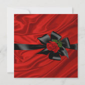 Birthday Party Rote Rose Black Bow Einladung (Rückseite)