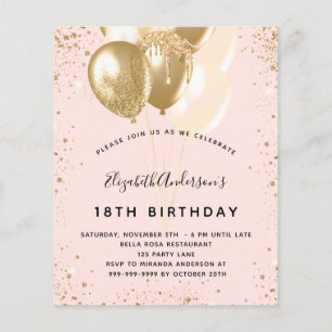 Birthday Party Roush Gold Glitzer Ballons Budget Flyer