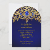 Birthday Party Royal Blue Gold Lace Diamonds Gems Einladung (Rückseite)
