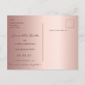 Birthday Party Save the Date rose gold glam Postkarte (Rückseite)