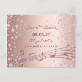 Birthday Party Save the Date rose gold glam Postkarte (Vorderseite)
