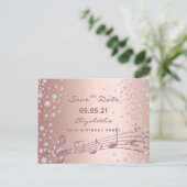 Birthday Party Save the Date rose gold glam Postkarte (Stehend Vorderseite)
