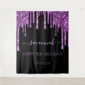 Birthday Party schwarz lila Glitzer Glaise Wandteppich (Vorderseite)