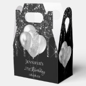 Birthday Party Schwarz-Silber-Glitzer Tropfen Ball Geschenkschachtel (Geöffnet)