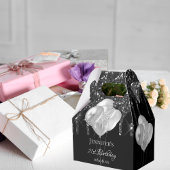 Birthday Party Schwarz-Silber-Glitzer Tropfen Ball Geschenkschachtel
