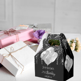 Birthday Party Schwarz-Silber-Glitzer Tropfen Ball Geschenkschachtel