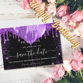 Birthday Party schwarze lila Ballons Save the Date