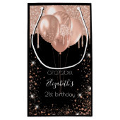 Birthday Party Schwarze Rose Gold Glitzer Ballons Kleine Geschenktüte (Rückseite)