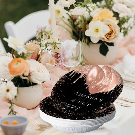 Birthday Party Schwarze Rose Gold Glitzer Ballons Pappteller