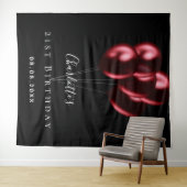 Birthday Party schwarze rote Luftballons Name Wandteppich (Beispiel (Horizontal))