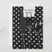 Birthday Party-schwarze Silberware Einladung (Vorderseite)