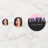 Birthday Party Schwarzer Regenbogen Glitzer Foto r Konfetti (Rückseiten)