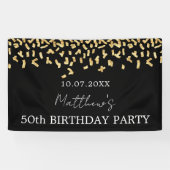 Birthday Party schwarzes Gold Konfetti Banner (Horizontal)