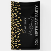Birthday Party schwarzes Gold Konfetti Banner (Vertikal)