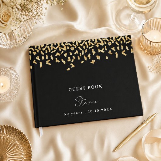 Birthday Party schwarzes Gold Konfetti Gästebuch