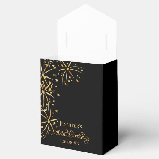 Birthday Party schwarzes goldenes Feuerwerk elegan Geschenkschachtel (Geöffnet)