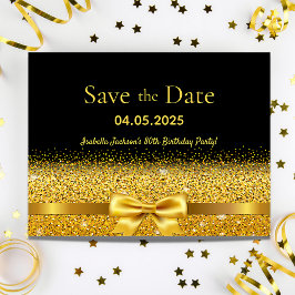 Birthday Party Schwarzgoldenbogen Save the Date Postkarte