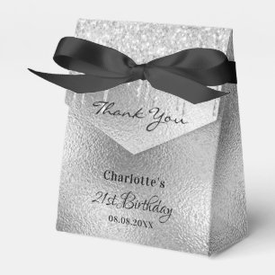 Birthday Party Silber Glitzer Tropfen Name Vielen  Geschenkschachtel