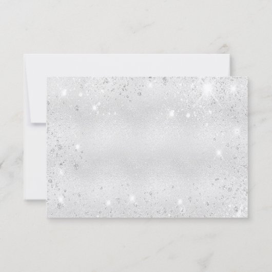 Birthday Party silberblaue Floren Glitzer Drehbuch Save The Date (Rückseite)