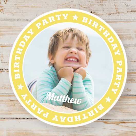Birthday Party Simple Modern Custom Foto Envelope Runder Aufkleber