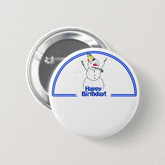 Birthday Party Snowman Button (Vorne & Hinten)