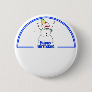 Birthday Party Snowman Button