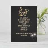 Birthday Party Sparkler Einladung (Stehend Vorderseite)