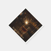 Birthday Party Sparkler In a Glass Of Whiskey Serviette (Ecke)