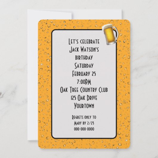 Birthday Party Sparkler in Bierglas Einladung (Rückseite)