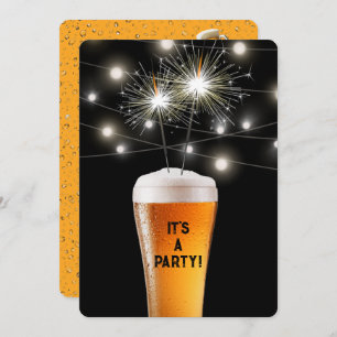 Birthday Party Sparkler in Bierglas Einladung