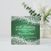 Birthday Party Sparkling Wave Green Einladung (Stehend Vorderseite)