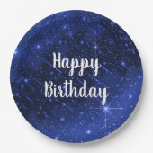 Birthday Party Star Galaxy On Blue Pappteller (Vorderseite)