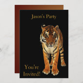 Birthday Party Tiger auf schwarz einladen Einladung (Vorne/Hinten)