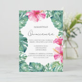 Birthday Party Tropical Theme Quinceanera Einladung (Stehend Vorderseite)