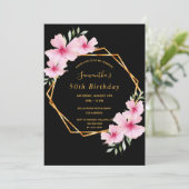 Birthday Party tropisches geometrisches schwarzes  Einladung (Stehend Vorderseite)