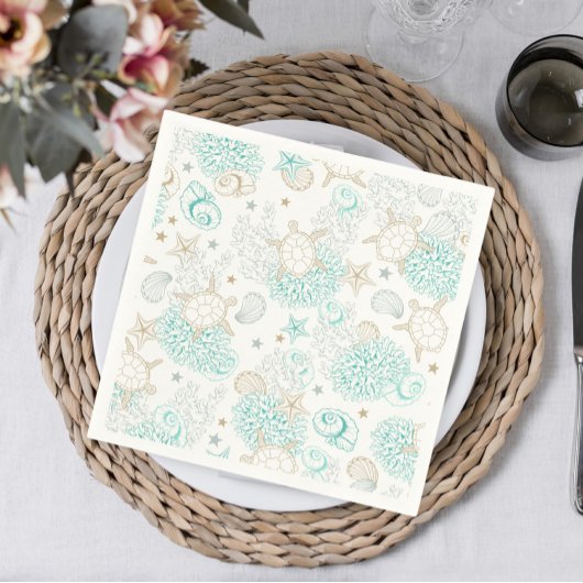 Birthday party turtles, underwater tableware serviette