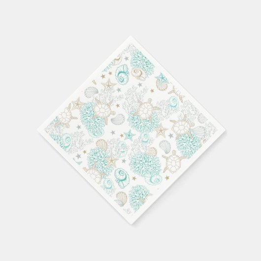 Birthday party turtles, underwater tableware serviette (Ecke)