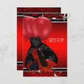 Birthday Party-UAWG mit schwarzen und roten High H RSVP Karte (Vorne/Hinten)
