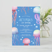 Birthday Party unter der Meeresqualle Einladung (Stehend Vorderseite)
