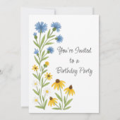 Birthday Party Watercolor Wildflowers Einladung (Rückseite)
