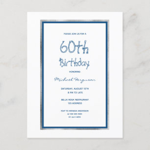 Birthday Party White Blue Segel Einladung Postkarte