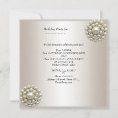 Birthday Party White Cream Pearl Einladung (Rückseite)