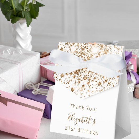 Birthday Party white gold Glitzer vielen Dank Geschenkschachtel