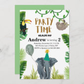 Birthday party wildlife jungle animals  einladung (Vorne/Hinten)